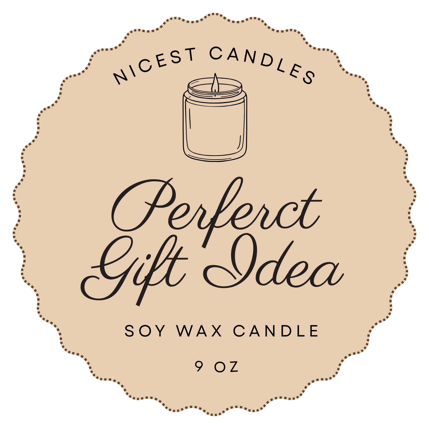 Brown and Black Illustrative Soy Wax Candle Label Circle (1)